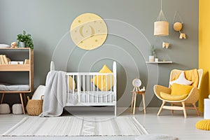 White apartment children interior furniture room modern crib design house home baby