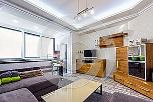 White apartment interior design of living room
