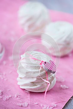 White apple marshmallows (zephyr) for valentine day