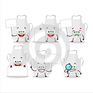 White appron cartoon character bring information board