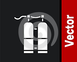 White Aqualung icon isolated on black background. Oxygen tank for diver. Diving equipment. Extreme sport. Sport