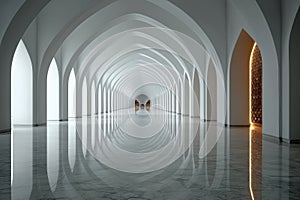 White arched hallway creating abstract endless perspective