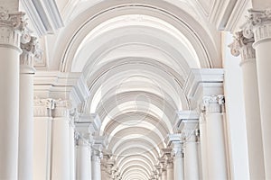 The white arches with columns in the temple