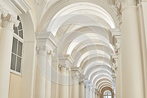 The white arches with columns in the temple