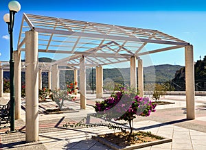 White architectural fragment in Kefalos on Kos island in Greece.