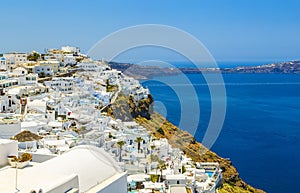 White architecture of Oia village on Santorini island in Greece