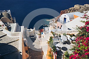 White architecture of Oia village on Santorini island, Greece