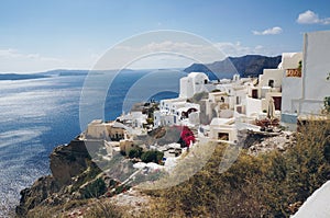 White architecture of Oia village on Santorini island, Greece