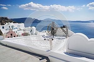 White architecture of Oia village on Santorini island, Greece