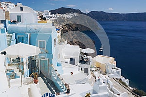 White architecture of Oia village on Santorini island, Greece