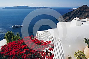 White architecture of Oia village on Santorini island, Greece