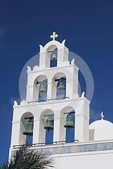 White architecture of Oia village on Santorini island, Greece