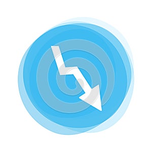 White Arrow down on light blue Button