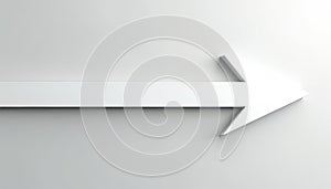 White arrow pointing right on white background. Direction, progress, forward movement, growth, business success, navigation.