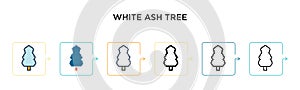 White ash tree vector icon in 6 different modern styles. Black, two colored white ash tree icons designed in filled, outline, line