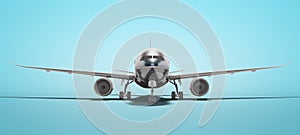 White aviation isolated 3d render plane on blue background with shadow photo