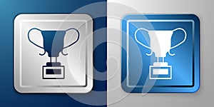 White Award cup icon isolated on blue and grey background. Winner trophy symbol. Championship or competition trophy