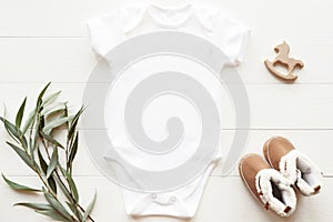 White Baby Bodysuit Mockup