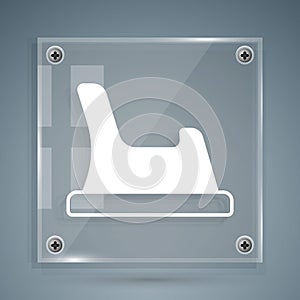 White Baby potty icon isolated on grey background. Chamber pot. Square glass panels. Vector