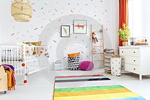 White baby room with cot