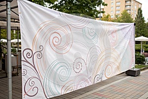 White background with abstract pattern