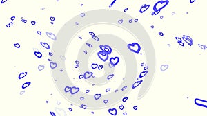 White background, appearing and disappearing navy blue hearts in a wave form, abstract