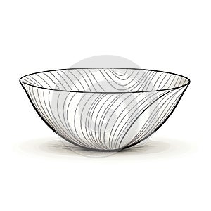 White Background With Black Outline Drawing Of Bowl With Whisker. Generative AI