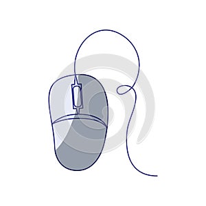White background with blue shading silhouette of computer mouse