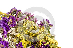 White background bouquet of colorful wildflowers