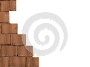 White background with brick wall