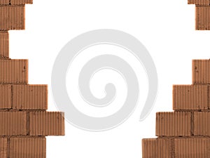 White background with brick wall