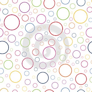 White background colourful rings Vector seamless pattern. Abstract pattern background texture. Vector illustration