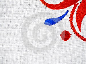 White background with embroidery