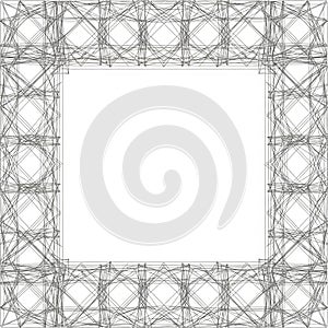 With a white background, featuring a complex, grid-like design of