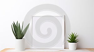 White Background Frame Semantics Mockup With Minimalistic Design photo