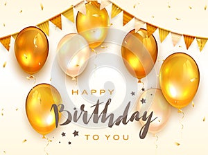 White Background with Golden Birthday Balloons