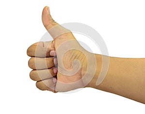 White is the background image for the thumbs. Present participle of appreciation or good or excellent.