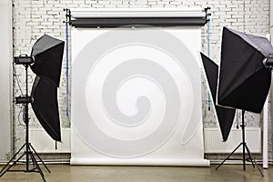 White background inside studio
