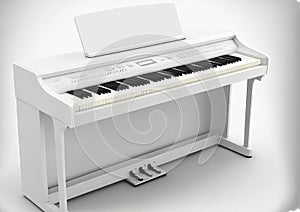 On a white background, an isolated digital portable piano is shown