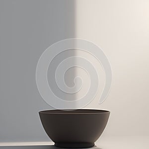 white background with light and shadow of coffee cup