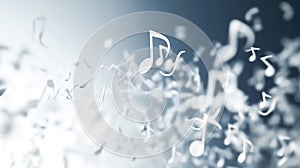 A white background with many musical notes scattered throughout