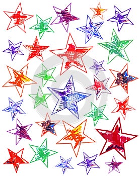 White background with multicolored stars painted on it