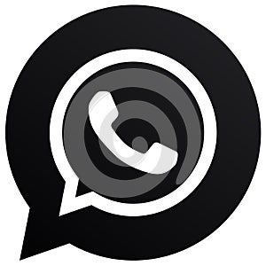 White background rounded black & white whatsapp logo