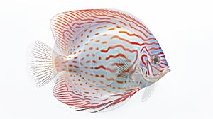 Intricate Imagery Of Discus Fish On White Background