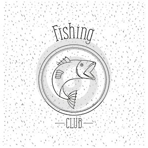 White background with sparkle of monochrome silhouette emblem with salmon bass fish logo fishing club