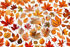 On a white background, there are autumn leaves. The quiet appeal of sympathy for its wilting in the autumn