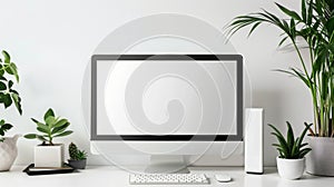 A white background is used to isolate a computer screen display