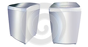 .White background washing machine, front and side