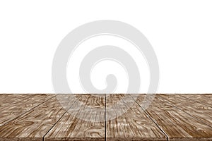 White background with the wood table clipping path