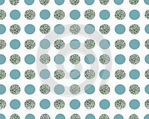 White background wth blue and silver dots